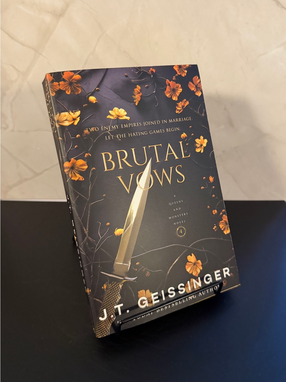 Brutal Vows by J.T. Geissinger — Dark Floral Paperback (Black & Gold)